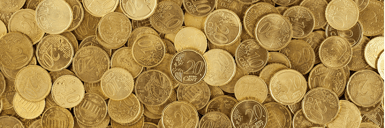 Berg met gouden euromunten