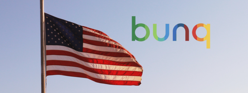 Vlag van Amerika met logo Bunq